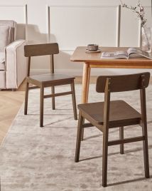 CRELTON Rubberwood Dining Chairs Set of 2 - Dark Brown