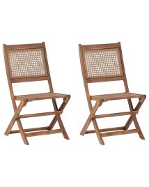 Set of 2 Garden Chairs PARAGGI Certified Acacia Wood Dark Brown