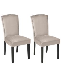 FENLEIGH Velvet Dining Chairs - Set of 2 - Grey