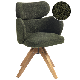 CHESLEIGHON Boucle Swivel Dining Chair - Dark Green