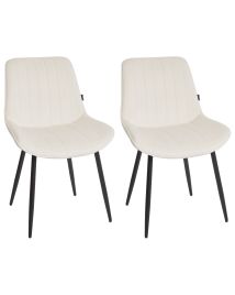 Set of 2 Dining Chairs DUBROVNIK Velvet Light Beige