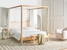 DIVERO Kingsize Rubberwood Bedframe - Light Brown