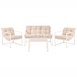 ZAVELLOR Metal Garden 4 Seater Lounge Set - Beige