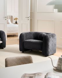 BAYUFA Chenille Fabric Armchair - Black