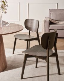 DAKUXA Rubberwood Dining Chairs Set of 2 - Dark Brown