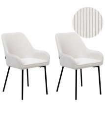 Set of 2 Dining Chairs LOVERNA Corduroy Off-White