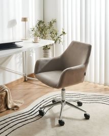 KENTARA Velvet Office Chair - Taupe