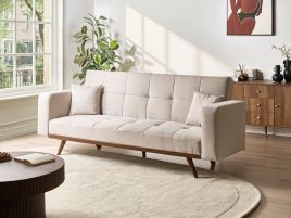 SAGEXI Fabric 3 Seater Sofa Bed - Light Beige