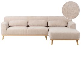 Left Hand Chenille Corner Sofa Beige SIMOS