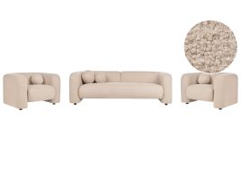 BAYUFA Boucle Fabric 5 Seater Sofa Set - Beige