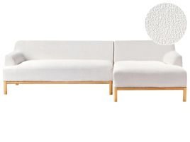 MARENZA Boucle Fabric Corner Sofa - L Shaped - Right Hand Facing - Off White