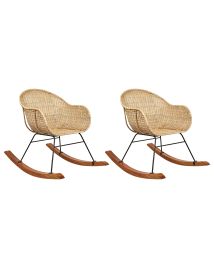 Set of 2 Rocking Chairs LAVINIO Rattan Natural
