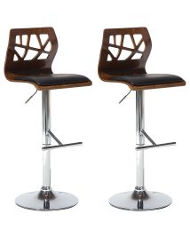 Set of 2 Bar Chairs PETERSBURG Faux Leather Swivel Brown/ Black