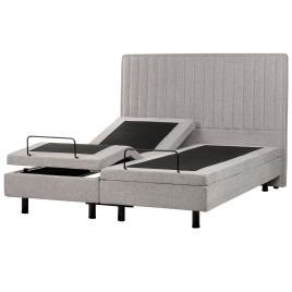 DEKU King Size Fabric Adjustable Bed - Light Grey
