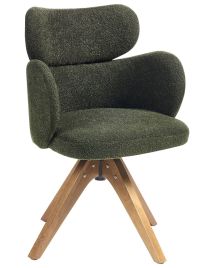 CHESLEIGHON Boucle Swivel Dining Chair - Dark Green