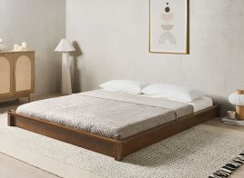 DITAXI Kingsize Rubberwood Bedframe without Headboard - Dark Brown