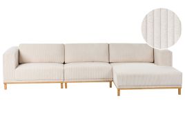 LINFORDEN Corduroy Fabric 5 Seatrer L Shaped Corner Sofa - Light Beige, Right Hand Facing