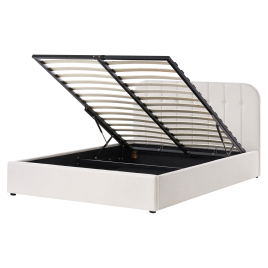 LUVIN Kingsize Fabric Ottoman Storage Bedframe - Off-White