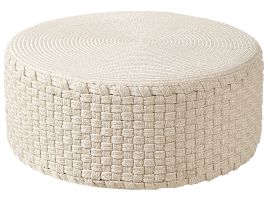 Outdoor Woven Pouffe Light Beige MITHI