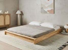 DITAXI Kingsize Rubberwood Bedframe without Headboard - Light Brown