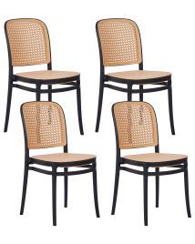 Set of 4 Dining Chairs PLOSE Beige