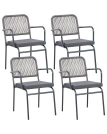 DEIGHTON Set of 4 Garden Chairs with Cushions Metal - Grey