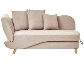 Left Hand Fabric Chaise Lounge with Storage Light Brown MERI II