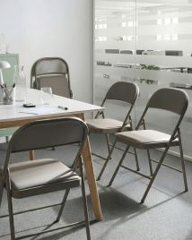 JORVEX Metal Folding Dining Chairs Set of 4 - Taupe