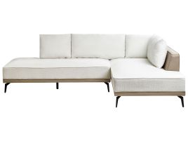 PIRELLA Faux Leather Corner Sofa - L Shaped - Right Hand Facing - Off White