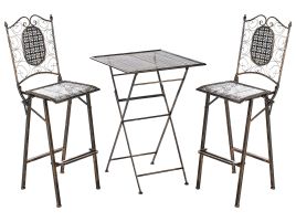 Garden Bar Set Folding BORMIO Metal Black
