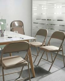 JORVEX Metal Folding Dining Chairs Set of 4 - Beige