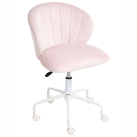 CHEERLON Velvet Office Chair - Pastel Pink