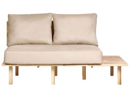 2 Seater Fabric Sofa with Table Beige SALO