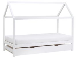 RILLA Kids Trundle Bedframe Pine Wood 90 x 200cm EU Single Bed White