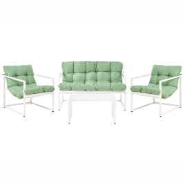 ZAVELLOR Metal Garden 4 Seater Lounge Set - Green