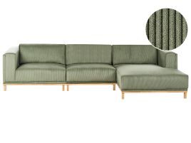 LINFORDEN Corduroy Fabric 5 Seatrer L Shaped Corner Sofa - Green, Right Hand Facing