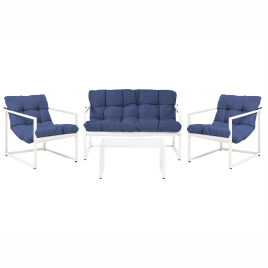 ZAVELLOR Metal Garden 4 Seater Lounge Set - Blue