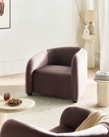CLEYBOURNE Velvet Armchair - Dark Brown
