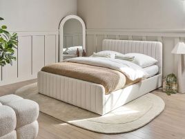 LUNAN EU Kingsize Ottoman Boucle Bedframe - White