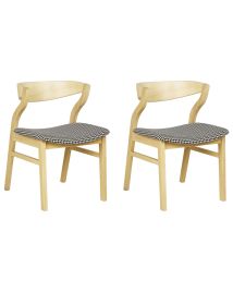Set of 2 Dining Chairs MAROA Wood Black/ White