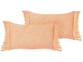 Set of 2 Decorative Cushions TANSY Cotton 40 x 60 cm Orange Solid