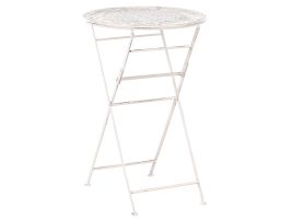 Metal Garden Bar Table Diameter 60 cm Beige TRIESTE