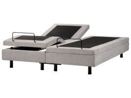 LUKE Adjustable Bedframe without Headboard Fabric 160 x 200cm EU Kingsize Bed Light Grey