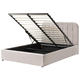 CHALLON Double Fabric Ottoman Storage Bedframe - Beige