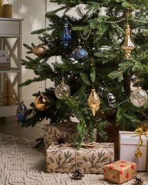 ICEDRONA Christmas LED Glass Baubles Decoration Set of 35 - Blue Gold