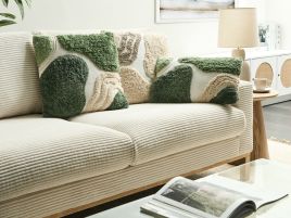 PAPARO Cotton Decorative Cushions Abstract Pattern Set of 3 - Beige and Green