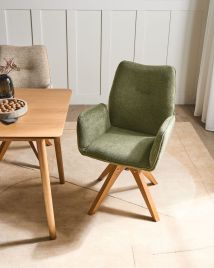 CIYARO Faux Linen Swivel Dining Chair - Green