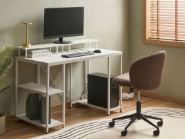GAXUFA Home Office Desk with Shelves - White