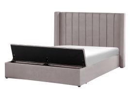 NOVA Waterbed with Storage Bench Velvet 140 x 200cm EU Double Bedframe Grey