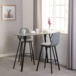 Quebec Bar Table Set - Concrete Effect Black Grey Faux Leather